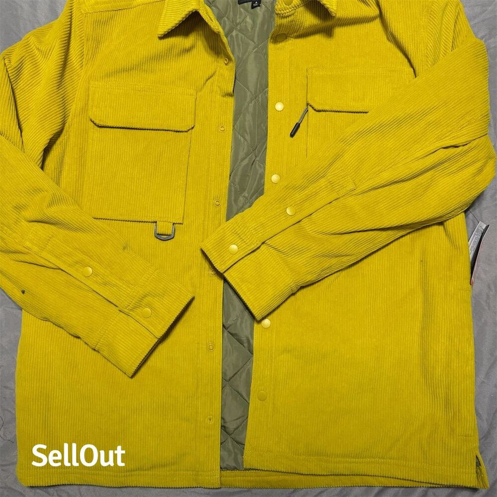 Bass Outdoor Men's Quilted Yellow Corduroy Jacket Size S
